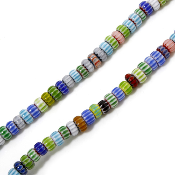 Perles Rondelles Verre 6 par 3mm, Verre Millefiori fait Main