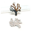 Pendentifs Arbre 17mm, Acier Inoxydable 304 finition Argenté, pour bijoux raffinés