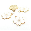 Pendentifs, breloques émaillées, Fleurs de SAKURA BLANCHE17mm,  métal Doré
