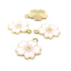 Lot de 5 ou 10 Pendentifs Fleurs de Sakura Émaillées Rose 17 mm – Métal Doré