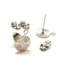 Boucles d'oreilles Puce, Cercle avec stries 8mm, Acier Inoxydable 316, finition Argenté