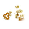 Boucles d'oreilles Puce, forme Fleur 9mm, anneau  d'accroche et embouts, Acier Inoxydable 304 finition Doré, Placage IONIQUE