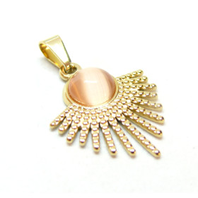 Pendentif, Eventail avec Oeil de Chat, Acier Inoxydable 304, Placage IONIQUE