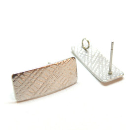 Boucles d'oreilles, Puce Rectangle Martelée 20mm, Acier inoxydable 304 finition Argenté