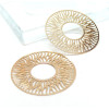 Estampes, connecteur filigrane, Medaillon Soleil 30mm, Laiton finition Doré