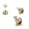 Boucles d'oreilles, Puce qualité extra 6mm avec embouts,  Acier inoxydable 304 finition Argenté