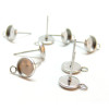 Supports de Boucle d'oreille, Puce avec attache 6mm, ACIER INOXYDABLE 304 finition Argenté