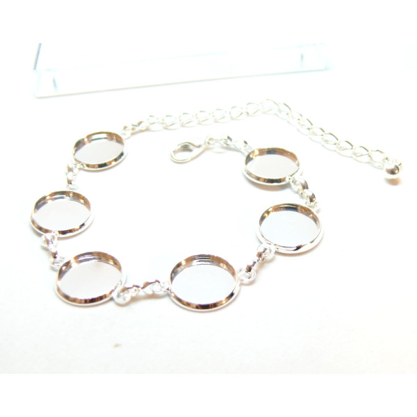 Support de Bracelet avec 6 connecteurs de 12mm, Laiton finition Argent Vif