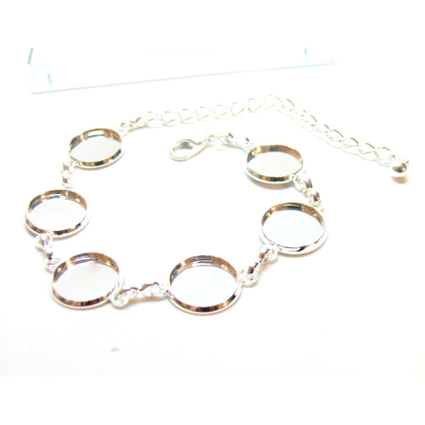 Support de Bracelet avec 6 connecteurs de 12mm, Laiton finition Argent Vif