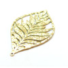 Pendentif, Feuille martelée 50mm, Acier Inoxydable 30, finition Doré à l'or fin 18K, Placage IONIQUE
