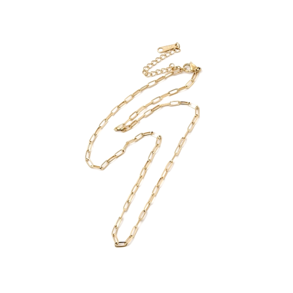 Collier 42 cm, maille fantaisie ovale 6.5 par 2.5mm,  Acier Inoxydable 304 finition Doré à l'or fin 14K, placage IONIQUE