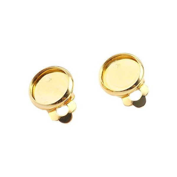 Supports de Boucles d'oreille clips 10mm,  Acier Inoxydable 316 finition Dore