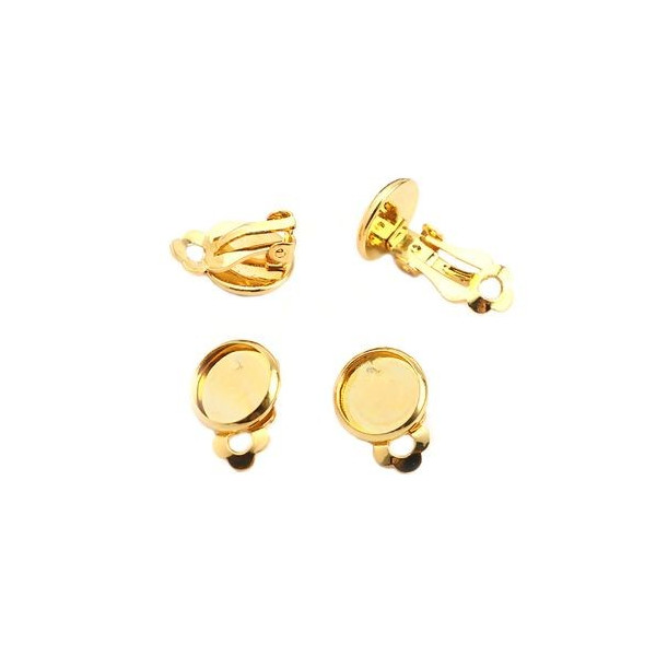 Supports de Boucles d'oreille clips 10mm,  Acier Inoxydable 316 finition Dore