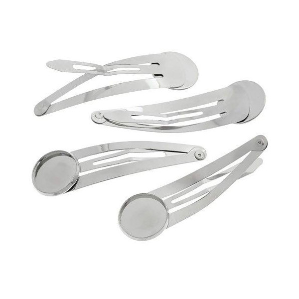 Supports de barrette clip 12mm, métal finition ARGENT PLATINE