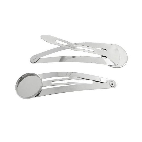 Supports de barrette clip 12mm, métal finition ARGENT PLATINE