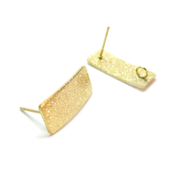 Boucles d'oreilles, Puce Rectangle Stardust 20mm Acier inoxydable 304 finition Doré, placage IONIQUE