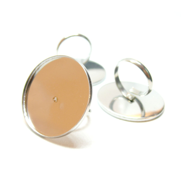 Support de Bague pour Cabochon Rond 30mm, Acier Inoxydable 304 finition Argenté