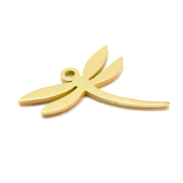 Pendentifs - Libellule 17mm - Acier Inoxydable 304 Coloris Doré - pour bijoux raffinés