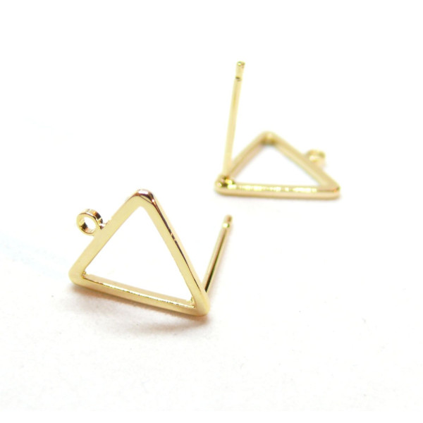 Boucles d'oreilles Puce, Triangle 12mm avec anneau d'accroche, Laiton Doré à l'or fin 18K