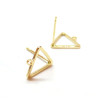 Boucles d'oreilles Puce, Triangle 12mm avec anneau d'accroche, Laiton Doré à l'or fin 18K