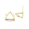 Boucles d'oreilles Puce, Triangle 12mm avec anneau d'accroche, Laiton Doré à l'or fin 18K