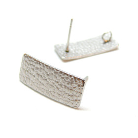 Boucles d'oreilles, Puce Rectangle Martelée 20mm, Acier inoxydable 304 finition Argenté