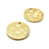 Pendentifs Médaillon avec Fleurs 13mm, Acier Inoxydable 304 finition Doré, placage sous vide