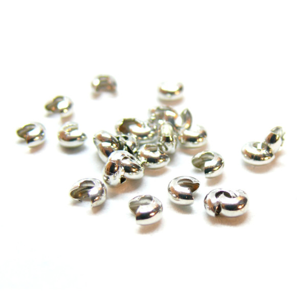 Caches Perles à Écraser 4mm métal finition Argent Platine