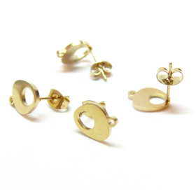 Boucles d' oreille, Puce Géométrique avec attache, Acier Inoxydable 304 finition Doré, placage IONIQUE