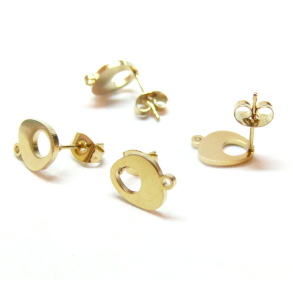 Boucles d' oreille, Puce Géométrique avec attache, Acier Inoxydable 304 finition Doré, placage IONIQUE