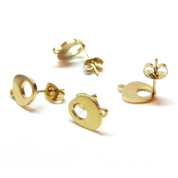 Boucles d' oreille, Puce Géométrique avec attache, Acier Inoxydable 304 finition Doré, placage IONIQUE