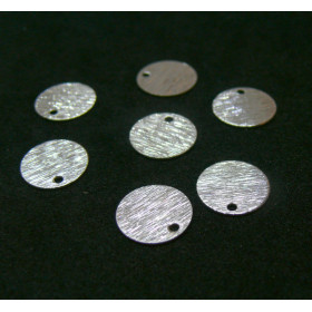 Pendentifs, Médaillon style Striée 10mm, Laiton finition Argent 925,  pour création de bijoux raffinés