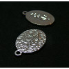 PS11926628 – Lot de 2 Pendentifs Ovale Martelé avec Plante 23mm – Acier Inoxydable 304 Argenté