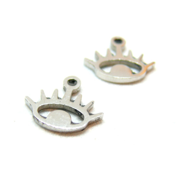 Pendentifs Oeil de la protection 8.5mm, Acier Inoxydable 304 finition Argenté