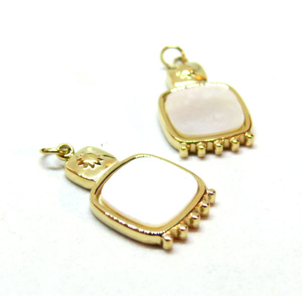 Pendentif Boho chic et nacre 21mm, Acier Inoxydable 304, finition Doré 14K, Placage IONIQUE