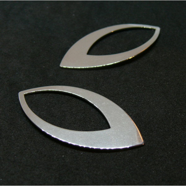 Pendentifs, breloques forme Géométrique Navette 47 mm, Acier Inoxydable finition Argent Platine