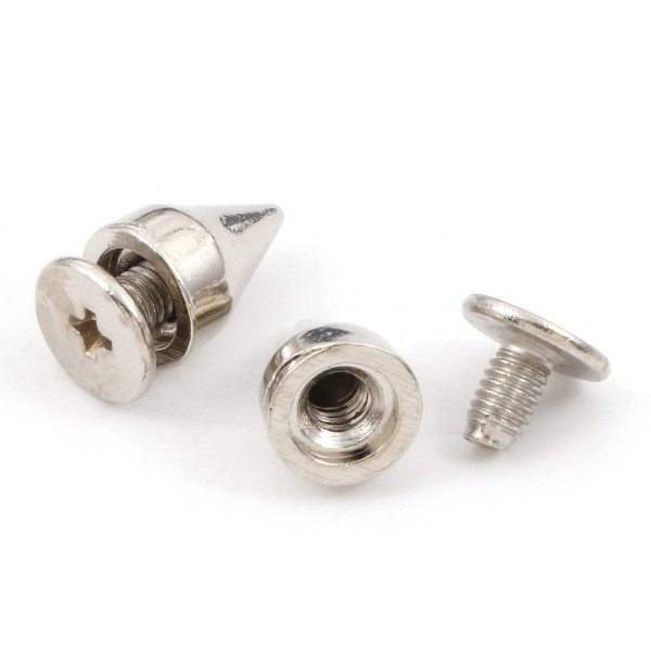 Sets de clous à visser, Rivets Punk, forme CONE rivets 10 par 7mm,  métal couleur Argent Platine