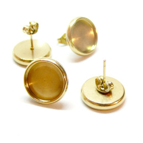 Supports Boucles d'oreilles, Puce qualité extra 10mm avec embouts,  Acier inoxydable 304 finition Doré, placage IONIQUE