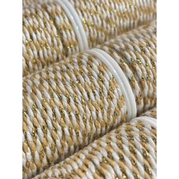Cordon tressé, fil métallisé doré 1.5mm coloris D33
