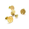 Boucles d'oreilles, Puces Rond Martelé 10mm avec trou, Acier Inoxydable, finition Doré, placage Ionique avec embouts