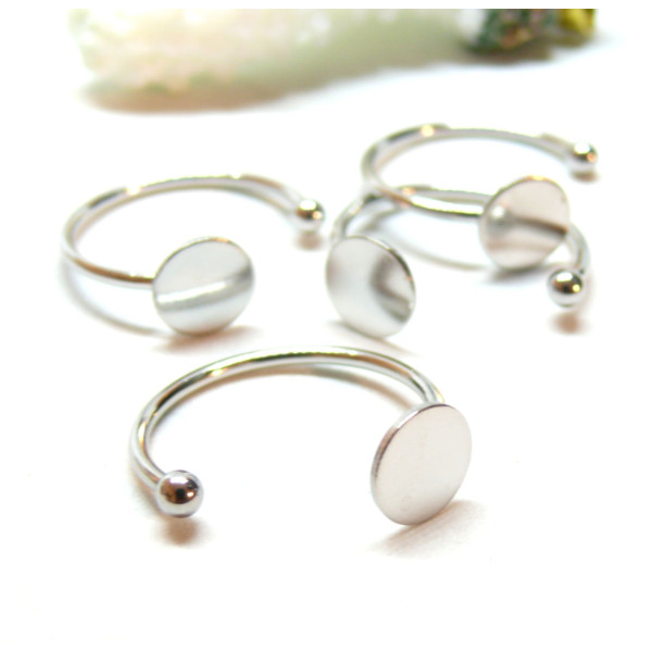Supports de Bague plateau lisse 8mm, Acier Inoxydable 304 finition Argenté