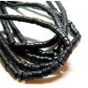 Perles RONDELLES, Heishi  4 par 2mm, Howlite Noir effet marbre