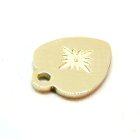 Pendentif Coeur avec étoile 13.5mm, Acier Inoxydable 316L doré à l'or fin 18K, Placage IONIQUE