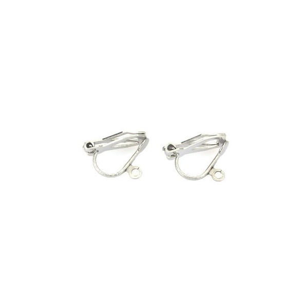 Boucles d’oreilles clips avec anneau d’attache – Acier inoxydable 304 – Finition argentée