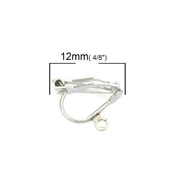 Boucles d’oreilles clips avec anneau d’attache – Acier inoxydable 304 – Finition argentée