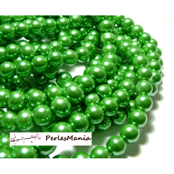 1 fil denviron 125 perles de verre nacré VERT 8mm 2G5602 fournitures pour bijoux