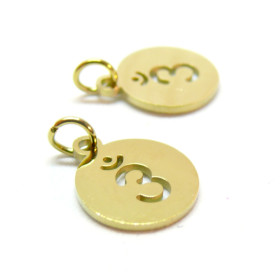 Pendentifs, médaillon avec anneau, Yoga  Ohm 12mm, Acier Inoxydable 304 finition Doré