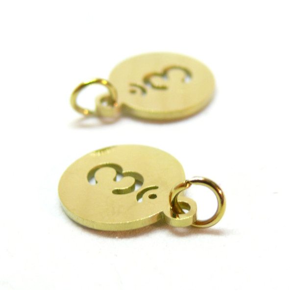 Pendentifs, médaillon avec anneau, Yoga  Ohm 12mm, Acier Inoxydable 304 finition Doré