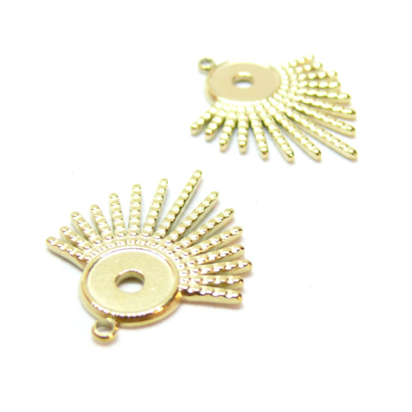 Pendentif Eventail pour cabochon 8mm, Acier Inoxydable 304, finition Doré 14K