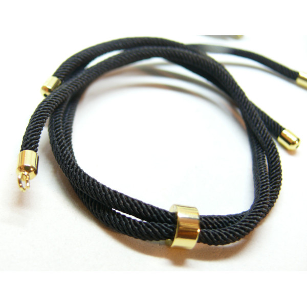 Support Collier Intercalaire, cordon Nylon ajustable avec accroche Slide, Cuivre Doré Coloris Noir
